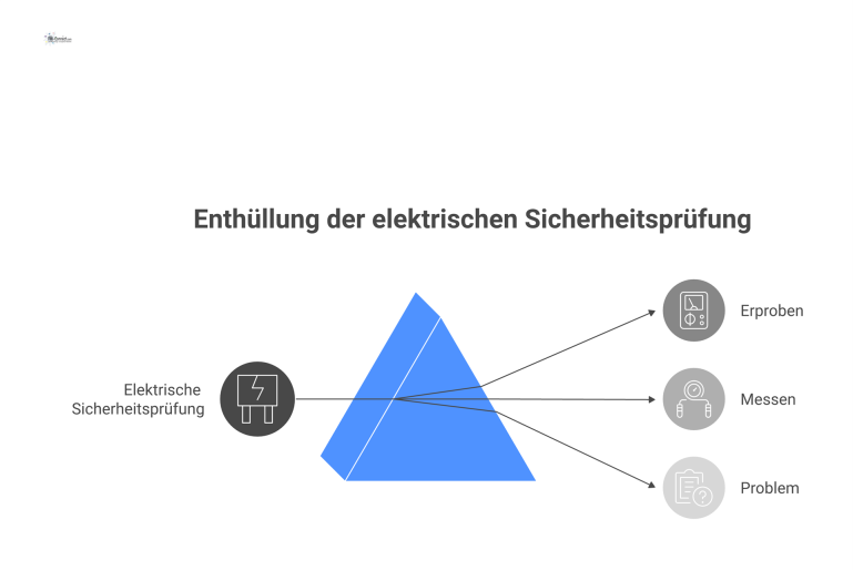 Elektrische Sicherheitsprüfung an industriellen Schaltanlagen Infografik zur elektrischen Sicherheitsprüfung an Schaltanlagen, die Tests, Messungen und das Problem unregelmäßiger, undokumentierter Prüfungen durch eine unvollständige Checkliste darstellt.